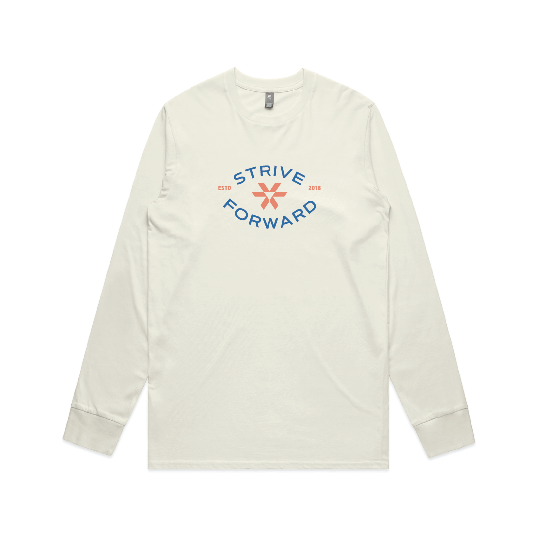 Strive Forward Badge - Ecru - Long Sleeve Tee