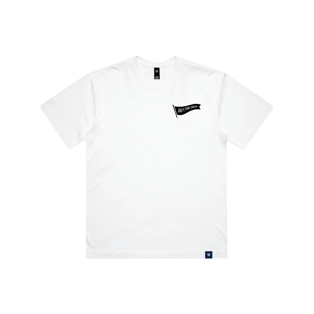 Defyn Merch Defy The Odds Flag | Box Tee White – Strive Merch